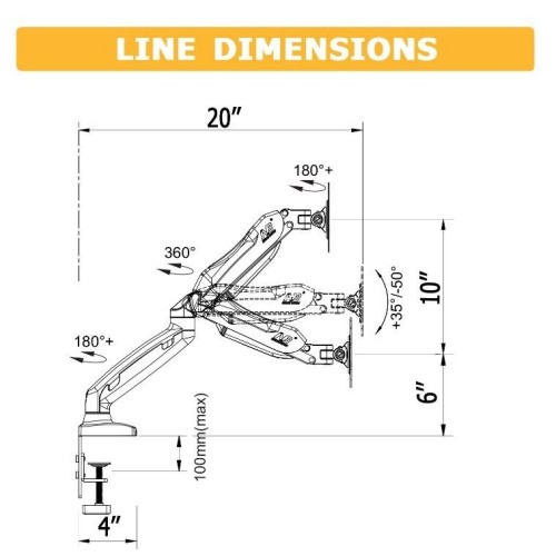 axGear Swing Arm LCD Desktop Desk Mount Computer Monitor 17 to 27 Inch POS Pole