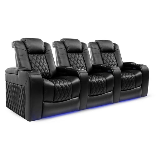 Valencia Tuscany Top Grain Nappa Leather Power Reclining, Power Lumbar, Power Headrest Home theatre Seating Row of 3-Seat