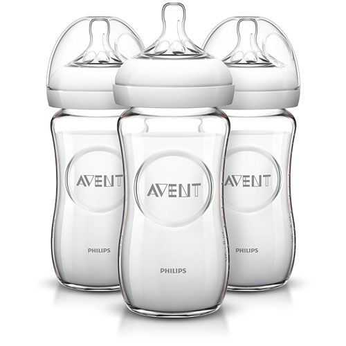 Philips Avent Natural 8 oz. Glass Baby Bottle - 3-Pack - Clear
