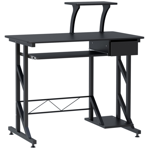 HOMCOM  " Computer Desk With Keyboard Tray, Writing Desk With Drawer, Workstation for Home Office (35.4""lx19.7""wx37.4""h)" In Black