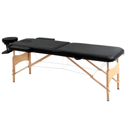 Homcom 183,9 cm Table de massage Lit Canapé facial de spa Table réglable pliable avec étui de transport gratuit Noir