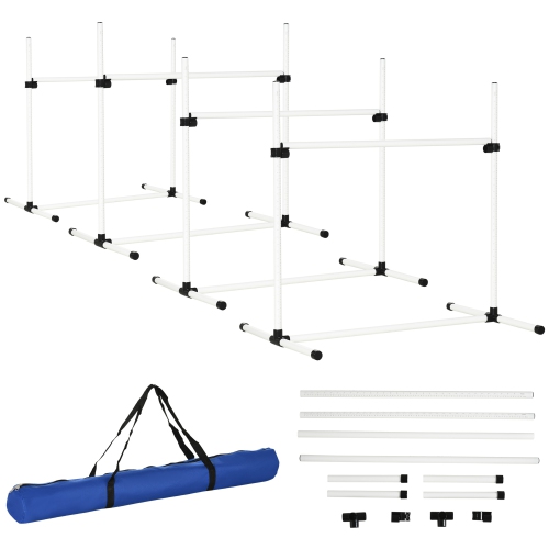 Ensemble de 4 barres d’exercice pour chien avec barre d’entraînement pour chien et sac de transport de PawHut