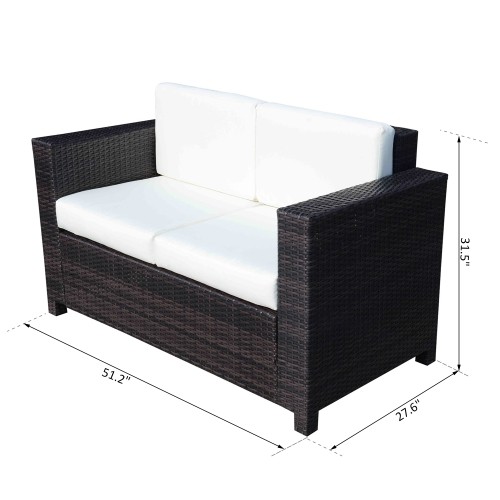 Outsunny Outdoor Rattan Weave Double-Seat Sofa Brown