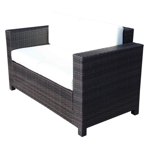 Outsunny Outdoor Rattan Weave Double-Seat Sofa Brown