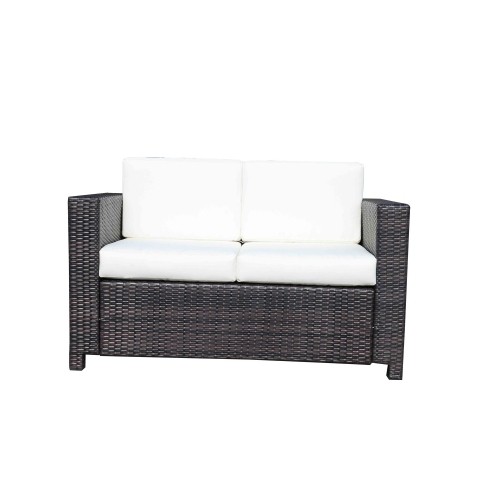 Outsunny Outdoor Rattan Weave Double-Seat Sofa Brown