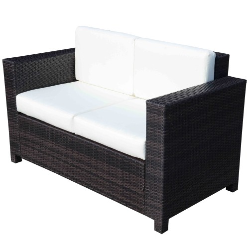 Outsunny Outdoor Rattan Weave Double-Seat Sofa Brown