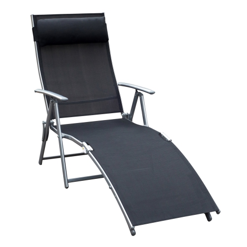 Chaise longue de jardin pliante et robuste Outsunny chaise longue extérieure chaises longues Garden Beach Gravity Lounge avec coussin, 7 positions de