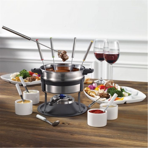 Starfrit - 3-in-1 Fondue Set with Magnetic Fork Guide, 1.6 Liter Capacity, 19 Pieces, Stainless Steel