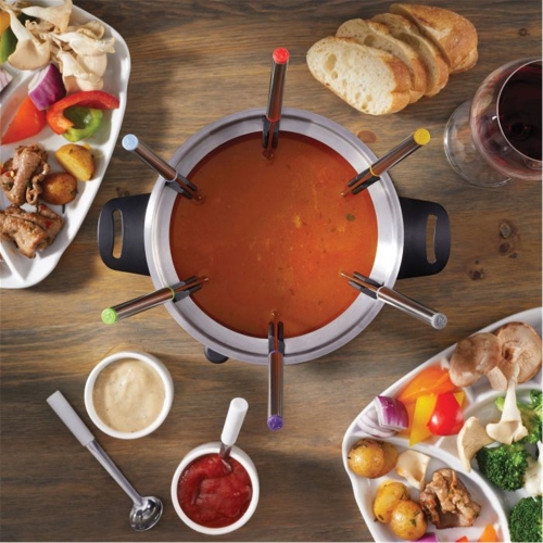 Starfrit - 3-in-1 Fondue Set with Magnetic Fork Guide, 1.6 Liter Capacity, 19 Pieces, Stainless Steel