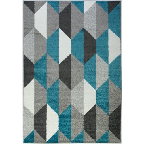 LA DOLE RUGS  La Dole Geometric Pattern Honeycomb Carpet 7'10" X 10'5" Rectangle Area Rug - Blue/grey/black