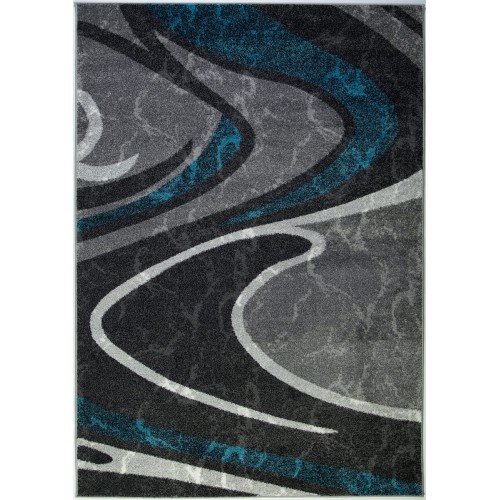 LA Dole Spirals Abstract Pattern 2'7" x 4'11" Hallway Runner - Turquoise