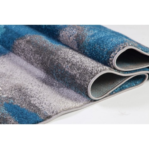 Boston Collection Abstract Pattern Hallway Runner Teal Cream Grey, 3x10