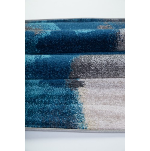 LA Dole Boston Collection Abstract Pattern Indoor 6'5" x 9'5" Rectangle Area Rug - Teal/Cream/Grey