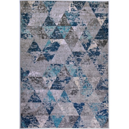 LA Dole Comtemporary Geometric Pattern Triangles 3'11" x 5'7" Rectangle Area Rug - Teal/Grey