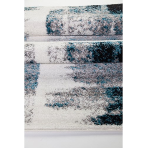 Kensington Geometric Pattern Rug Teal Ivory, 5x8