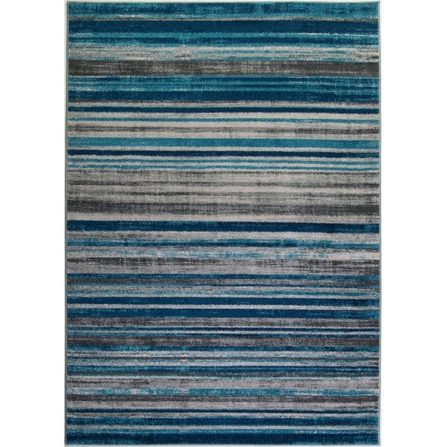 LA Dole Kensington Stripes Abstract Pattern 5'3" x 7'6" Rectangle Area Rug - Blue/Ivory