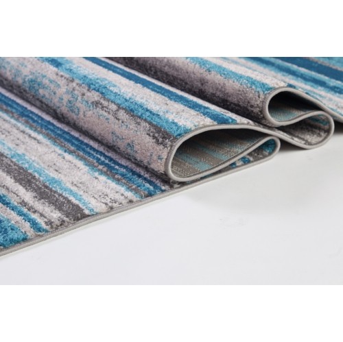 LA Dole Kensington Stripes Abstract Pattern 5'3" x 7'6" Rectangle Area Rug - Blue/Ivory