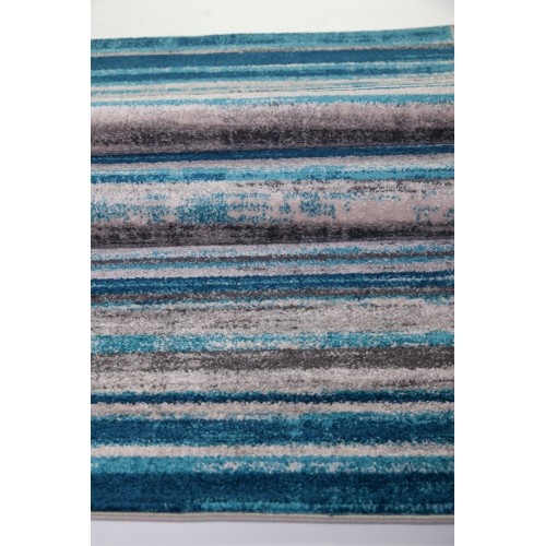LA Dole Kensington Stripes Abstract Pattern 5'3" x 7'6" Rectangle Area Rug - Blue/Ivory