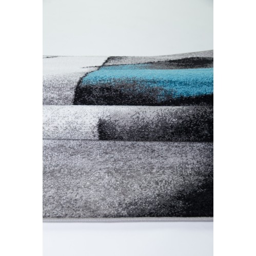 Empire Geometric Pattern Area Rug Carpet in Blue Grey, 7x10