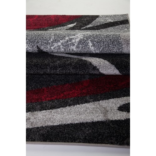 LA Dole Spirals Abstract Pattern Carpet 3'11" x 5'7" Rectangle Area Rug - Red/Grey/Black
