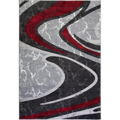 La Dole Spirals Abstract Pattern Carpet, Red Grey And White Area Rugs