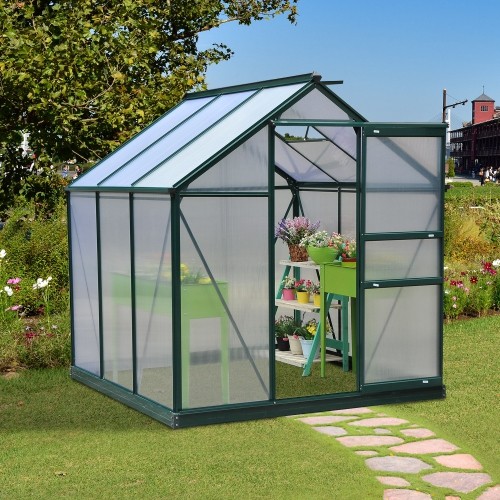 OUTSUNNY  6'x6'x7' Walk-In Greenhouse Aluminum