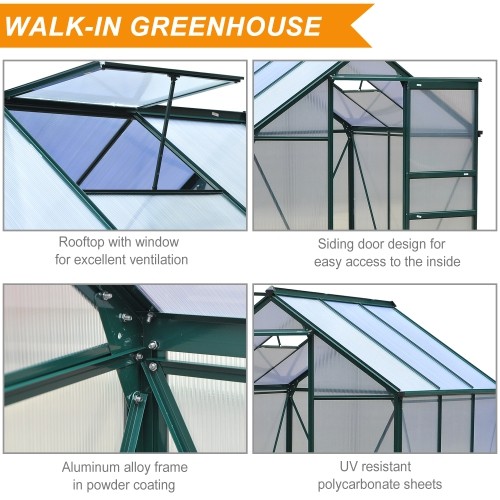 Outsunny 6'x6'x7' Walk-in Greenhouse Aluminum