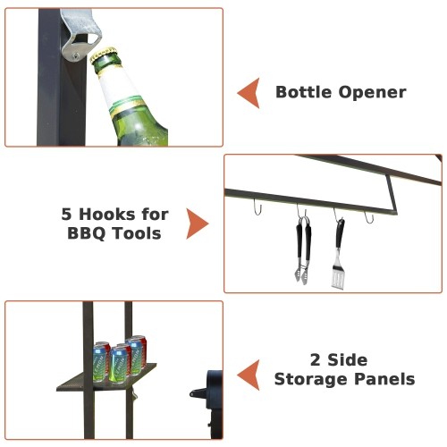 Outsunny 8x4ft Barbecue Shelter Brown with Side Shelf