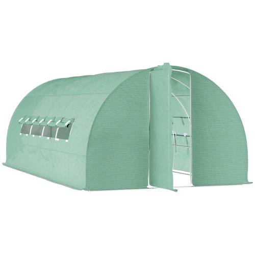 Outsunny 20x10x6.6ft Heavy Duty Outdoor Walk-in Tunnel Greenhouse Portable Garden Planting Warm House with PE Cover Green