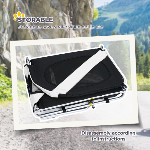 Aosom Dog Bike Trailer, Pet Cart Bicycle, Wagon Cargo Carrier Attachment with Hitch, Reflectors, Flag for Medium Dogs, Pet Wheelchair for Travelling,