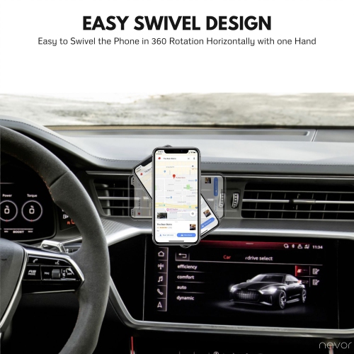 Support magnétique universel pour bouche d'air de Navor noir - Support pour téléphone de voiture avec technologie Fast Swift-Snap - Support pour
