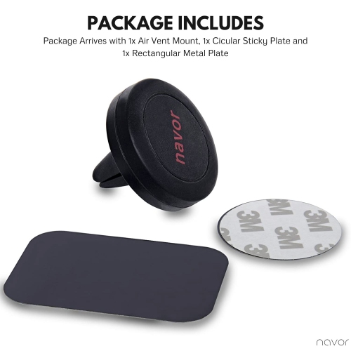 Support magnétique universel pour bouche d'air de Navor noir - Support pour téléphone de voiture avec technologie Fast Swift-Snap - Support pour