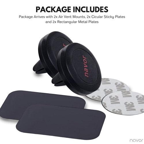 navor Universal Air Vent Magnetic Car Mount Holder, for Cell Phones and Mini Tablets with Fast Swift-Snap Technology-Black