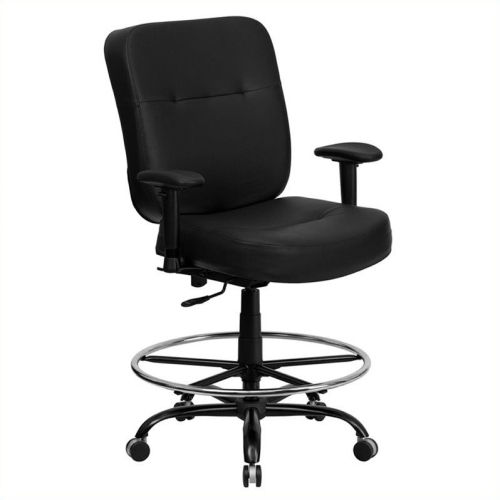 FLASH FURNITURE  Hercules Leather Drafting Chair With Arms In Black