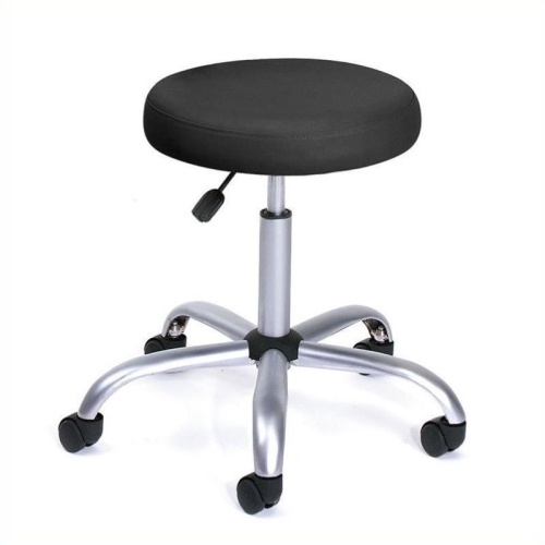 PEMBERLY ROW  20.5" Vinyl Easy Movement Caressoft Doctor's Stool In In Black