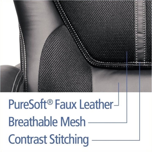 Bowery Hill Faux Leather Office Chair in Puresoft Black