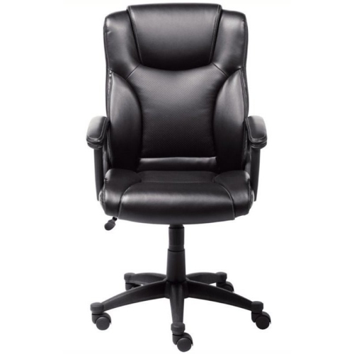 Bowery Hill Bonded Leather Executive Office Chair in Black