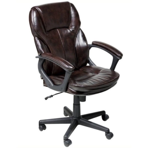 Bowery Hill Faux Leather Manager Office Chair in Brown Puresoft