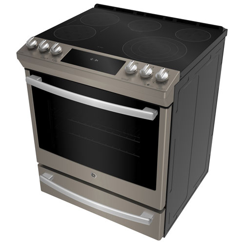 GE Profile 30" 5.3 Cu. Ft. True Convection 5-Element Slide-In Electric Range - Slate