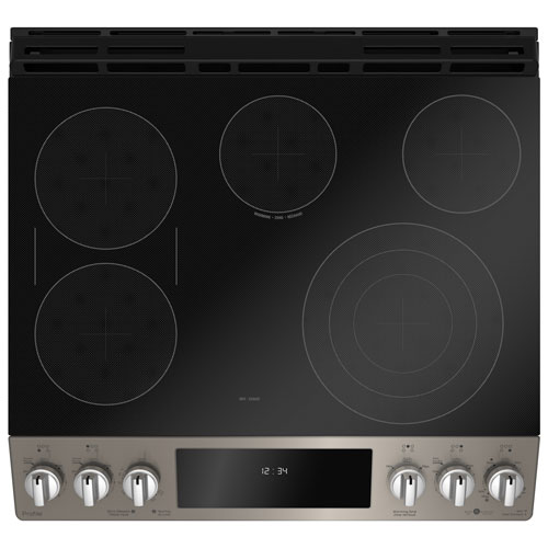 GE Profile 30" 5.3 Cu. Ft. True Convection 5-Element Slide-In Electric Range - Slate