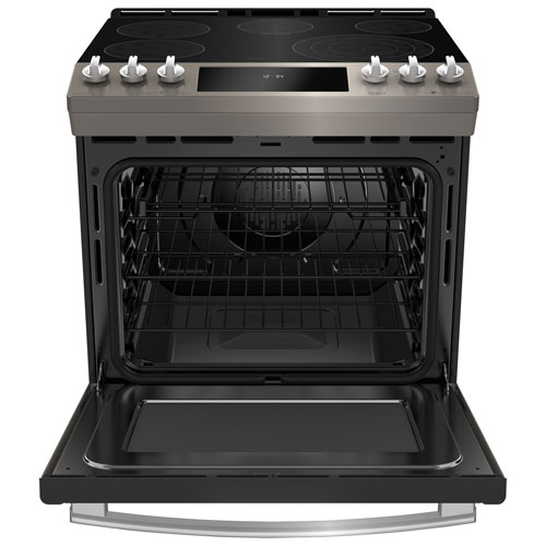 GE Profile 30" 5.3 Cu. Ft. True Convection 5-Element Slide-In Electric Range - Slate