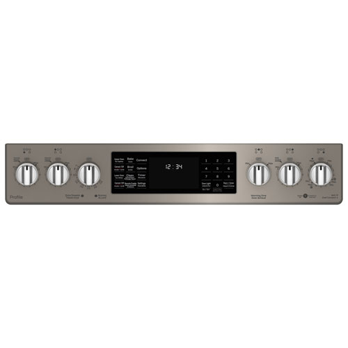 GE Profile 30" 5.3 Cu. Ft. True Convection 5-Element Slide-In Electric Range - Slate