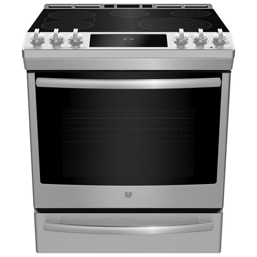 GE Profile 30" 5.3 Cu. Ft. True Convection 5-Element Slide-In Electric Range - Stainless