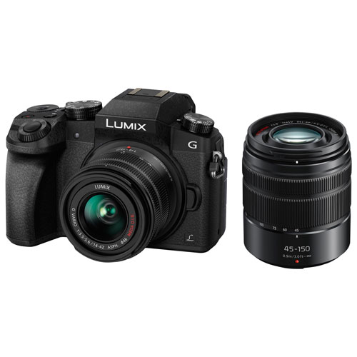 Appareil photo sans miroir LUMIX G7 de Panasonic avec objectifs 14-42 mm et 45-150 mm