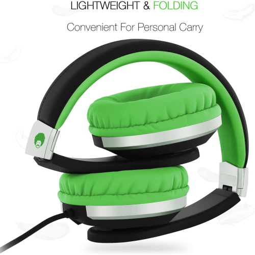 Rockpapa Foldable Adjustable Stereo Wired Headphones with Microphone, Over Ear Kids Childrens Headsets for CD DVD MP3/4 Player Laptop Tablet Mobile