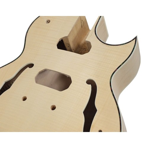 Solo ES Style DIY Guitar Kit, Maple Neck, Flamed Maple Top
