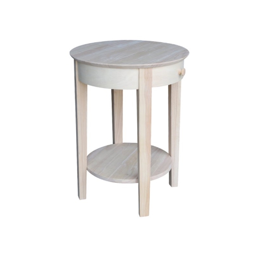 International Concepts Unfinished Accent Table with One Drawer