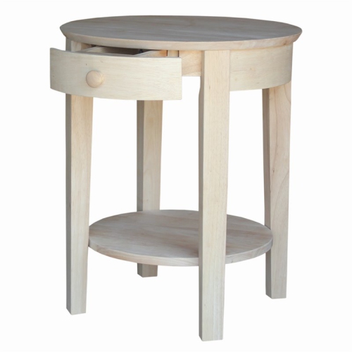 International Concepts Unfinished Accent Table with One Drawer