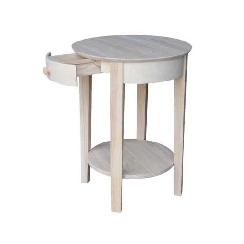 International Concepts Unfinished Accent Table with One Drawer