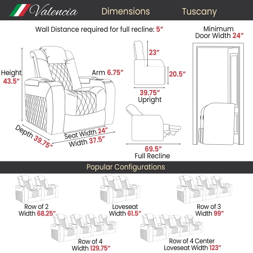 Valencia Tuscany Premium Top Grain Italian Nappa 11000 Leather Power Reclining Loveseat
